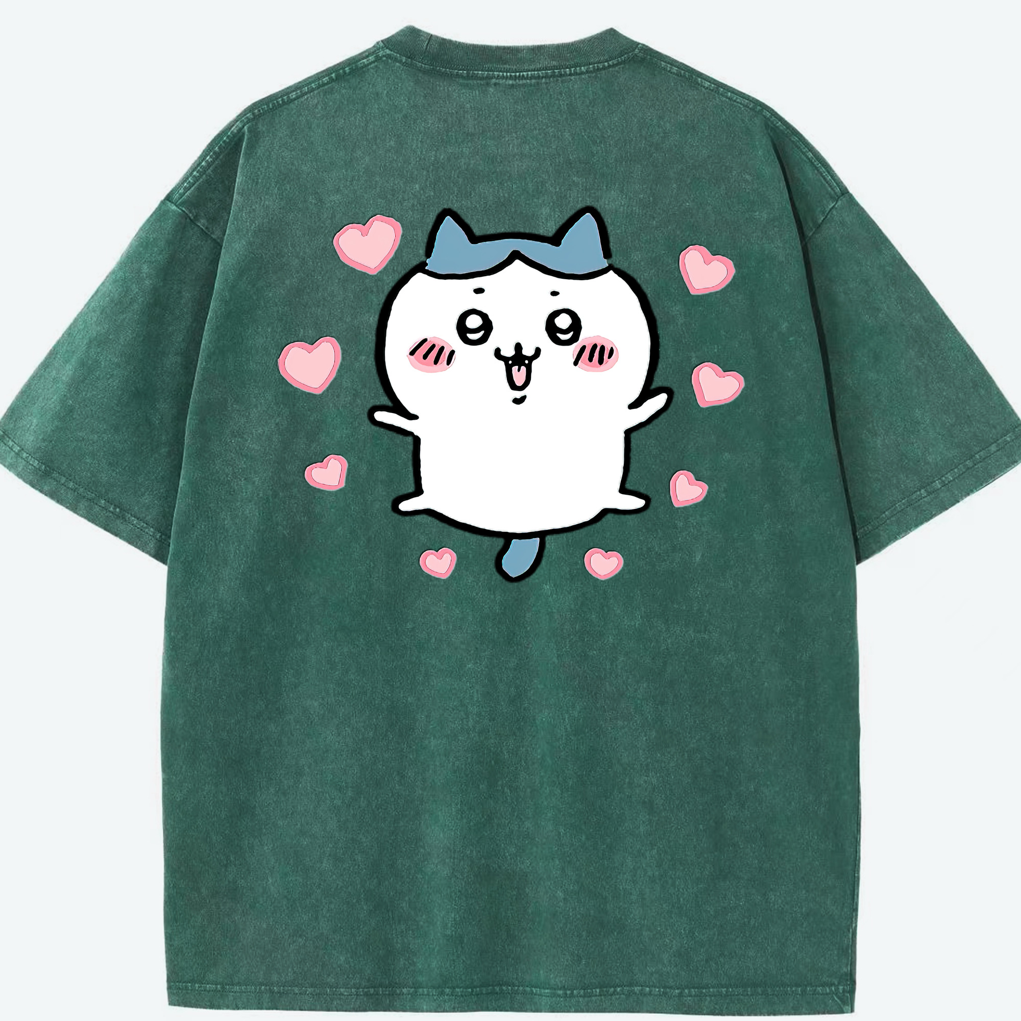 （画像用） ちいかわ ハチワレ Chii-kawa hachiware 綿100% ヴィンテージ風 半袖Tシャツ（背面プリント）